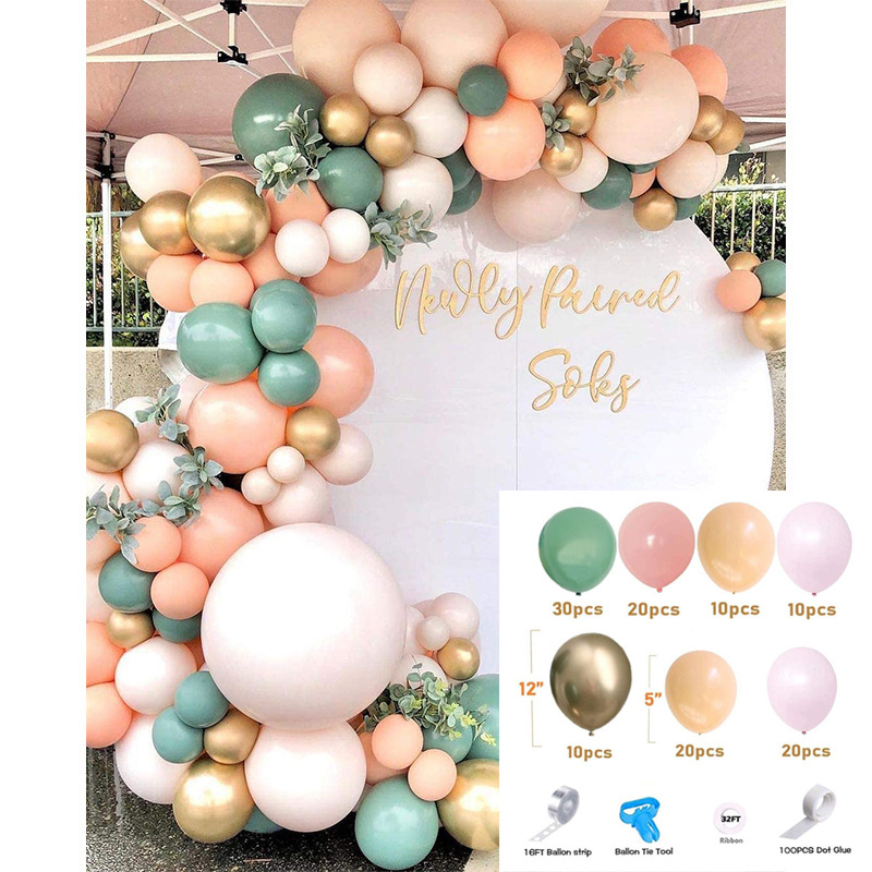 Transfronterizo Amazon látex Cadena de globos Boda Decoración del lugar de la boda Juego de globos de cumpleaños al por mayor