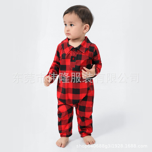CPC certified family outfit cross-border printed set for babies and boys, family European and American Christmas parent-child pajamas