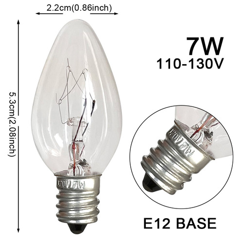 C7 120V E12 7W Tapered Aromatherapy Salt Lamp Bulb Refrigerator Range Hood Bulb Mini Bulb Dimmable
