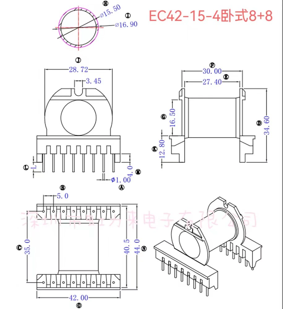 Каркас EC42-15-4 Горизонтальный 8 8 без подпорных стен обычно используется EC42/15 ER42/15 ER42-15
