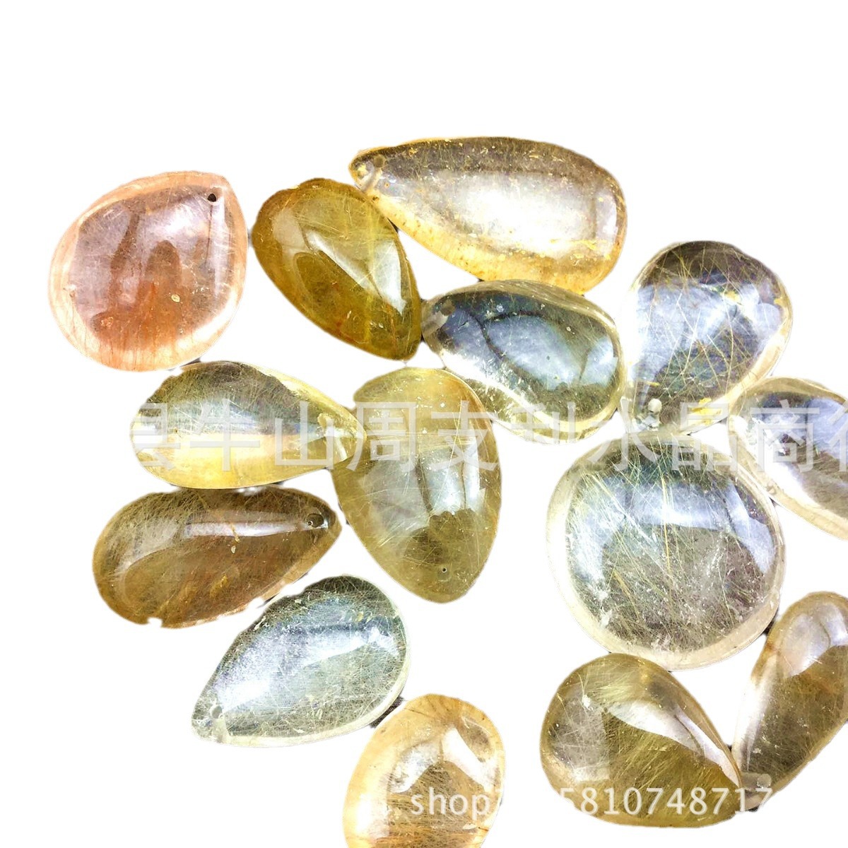 Natural de cristal de pelo colgante collar colgante joyería de cristal de pelo duro Cristal de forma de gota de agua de cristal al por mayor