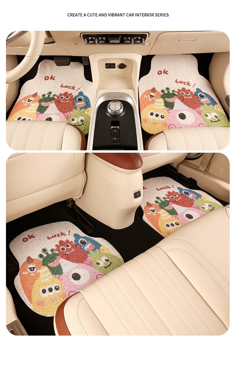 Cute Cartoon Car Floor Mat Silk Loop Single Piece High-End Car Interior Anti-Dirt Carpet Protective Mat Thickened Universal for Girls