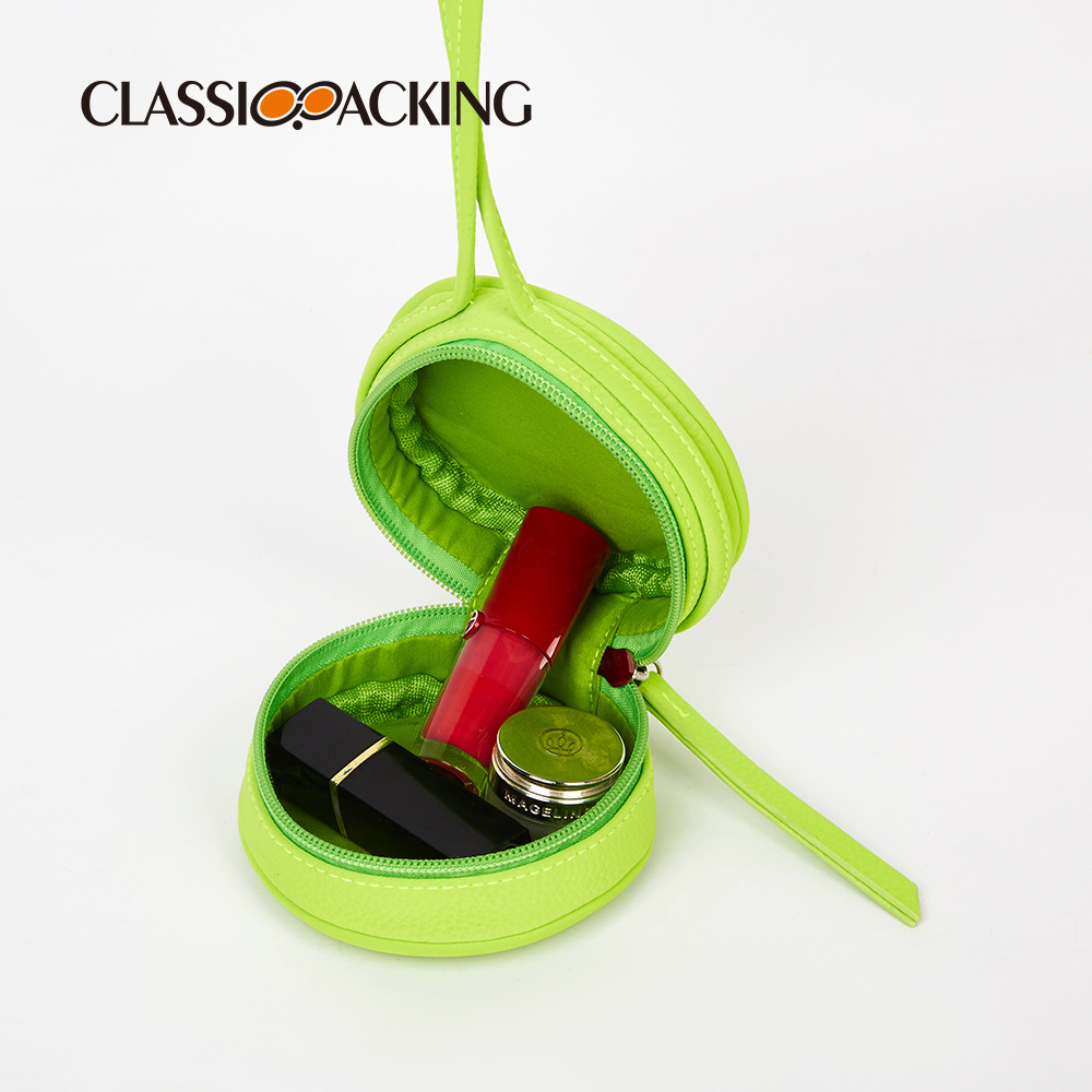 Monedero al por mayor de fábrica Material de PU verde lindo Tendencia Bolsa de almacenamiento de lápiz labial de todo fósforo Bolsa para auriculares Logotipo impreso