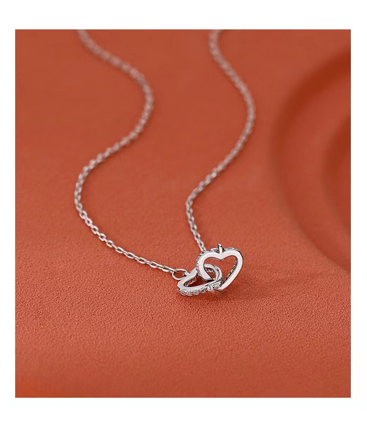 Double Intertwined Heart Necklace - Elegant Design