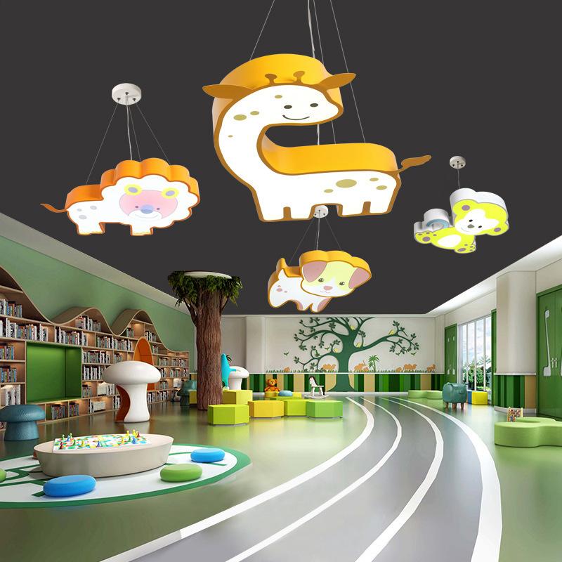 Creative Cartoon Lion Animal Model Lamp Kindergarten Classroom Corridor Training Institution Children's Park Elephant Chandelier