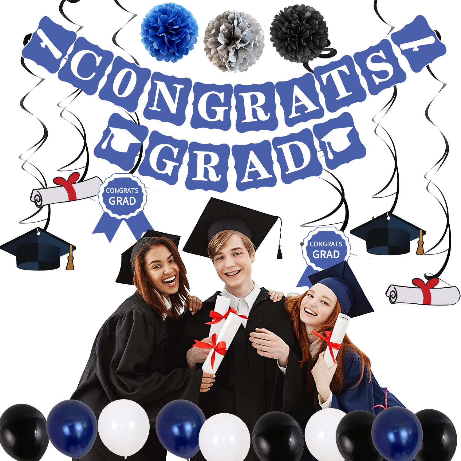 Juego de globos de graduación con confeti dorado personalizable image 5