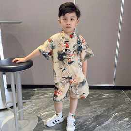 2026新款男宝哪吒衣服夏季汉服儿童礼服新中式国风唐中式短袖套装
