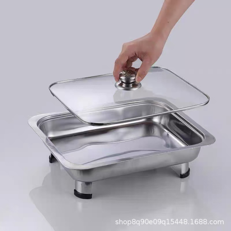 クロスボーダー資源可視エンボス組み合わせ蓋ガラス蓋プラスチックカバーセルフサービス炉ステンレス角型四脚食堂炉|undefined