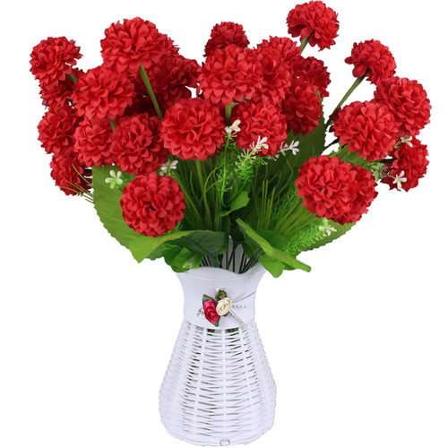 Single bunch of artificial flowers, 9-headed hydrangea flowers, lilac balls, chrysanthemum bunches, wedding decoration, bunches for engineering and arrangement, silk flowers