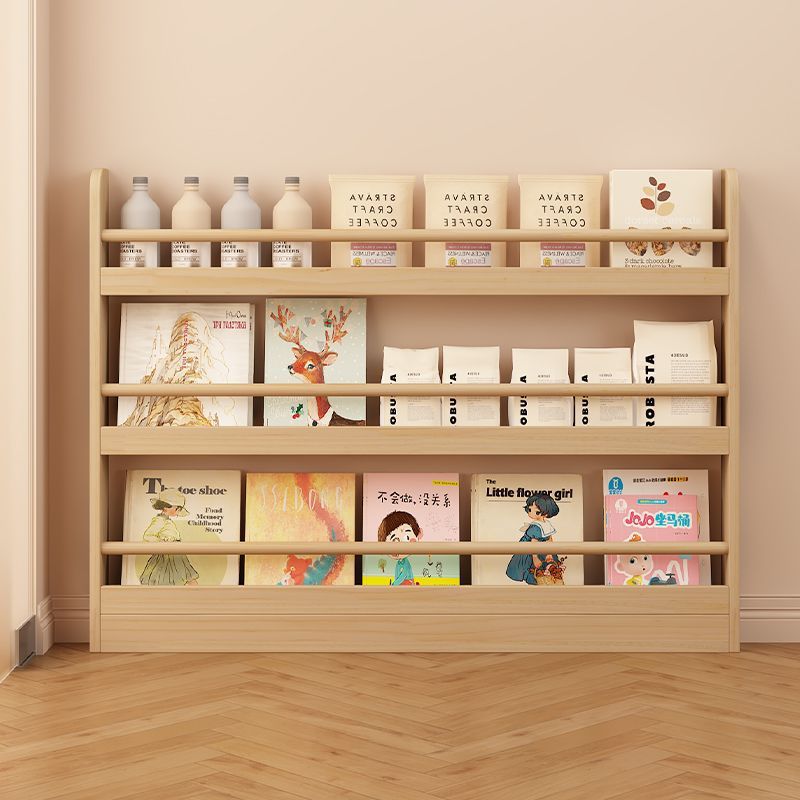 Solid Wood Bookshelf Storage Rack Reading Area Bookcase Entrance Bookshelf Storage Rack Floor-Standing Multi-Layer Wall-Mounted Wall Display Rack