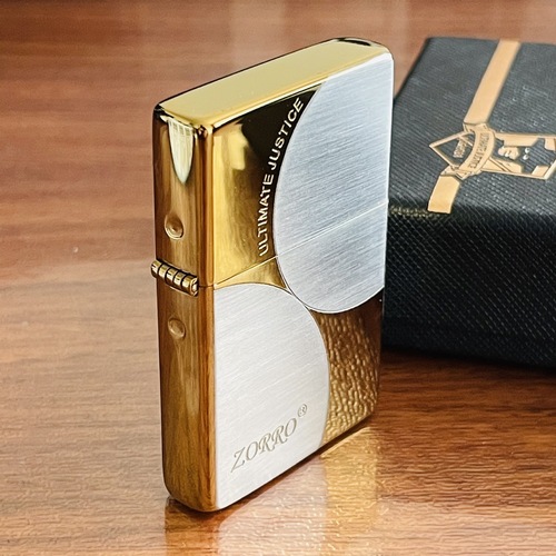 zorro brass kerosene windproof lighter personalized creative ultra-thin square corner glossy classic kerosene machine