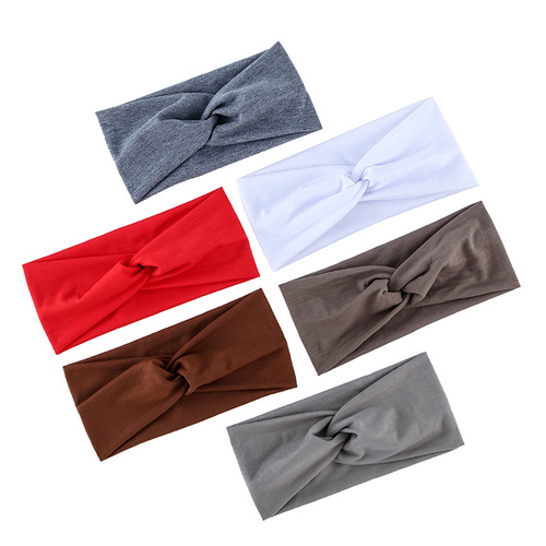 Euramerican Yoga Elastic Slip-Resistant Wide Headband Candy Color Headband for Exercise Running Sweat Absorbent Women