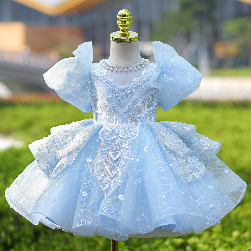 Children's blue piano performance costume