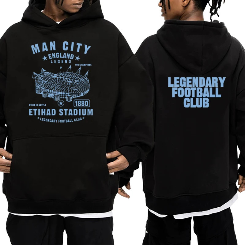Mançester Siti qrafikalı pambıq hudi, unisex