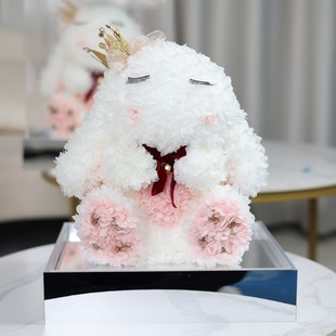 Factory straight hair wild beast with eternal flower rabbit finished ornaments crown confession rabbit Valentine's Day gift wholesale