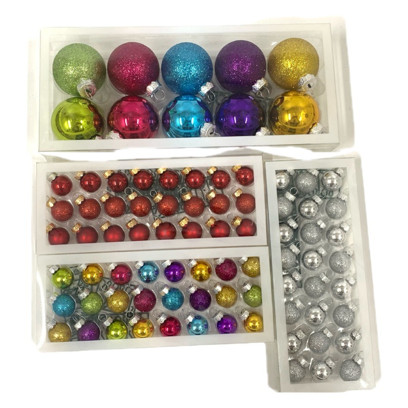 Colgante de Navidad de punto transfronterizo Bola de Navidad de vidrio de colores mezclados de varios estilos creativos Bola de decoración de árbol de Navidad 24PCS