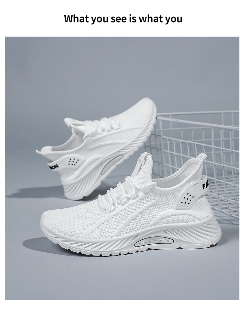 Cross-Border Plus Size Casual Breathable Sneakers Women's Veelzijdige Hardloopschoenen in effen kleur_voghion.com