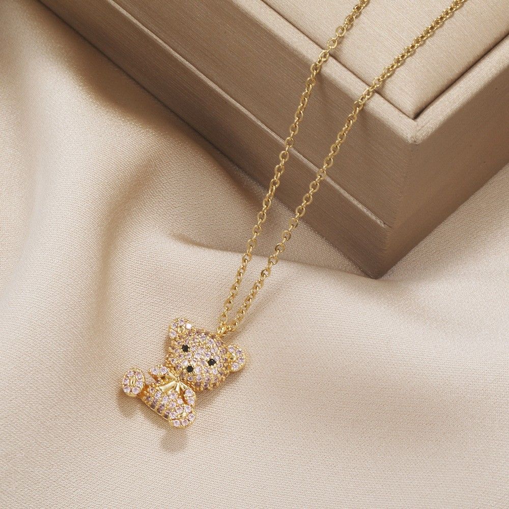 Mignon De Base Ours Le Cuivre Zircon Pendentif En Masse display picture 4