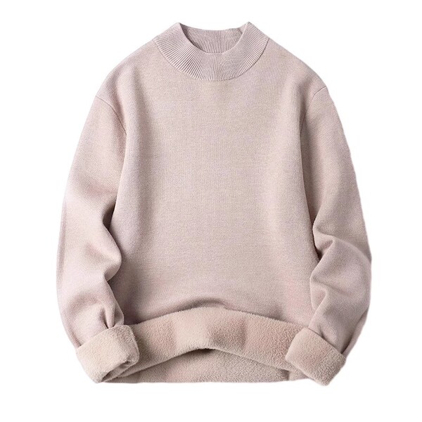 Men's soft keep warm velvet solid color knitted sweater