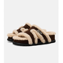 章若楠同款毛毛鞋女外穿高级感2025秋冬皮毛一体保暖厚底博肯拖鞋