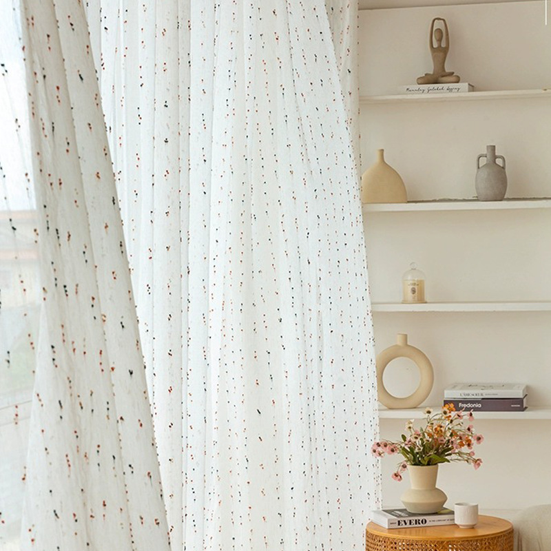 Retro arco iris frijol de azúcar lino cascada opaca sala de estar lino cortina cortina productos al por mayor