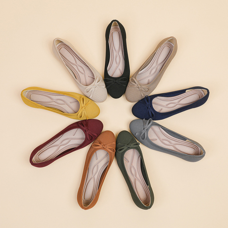Y2-1 classic princess shoes round toe shallow mouth flat single-layer shoes women's bow casual plus size convenient shoes for driving and shopping