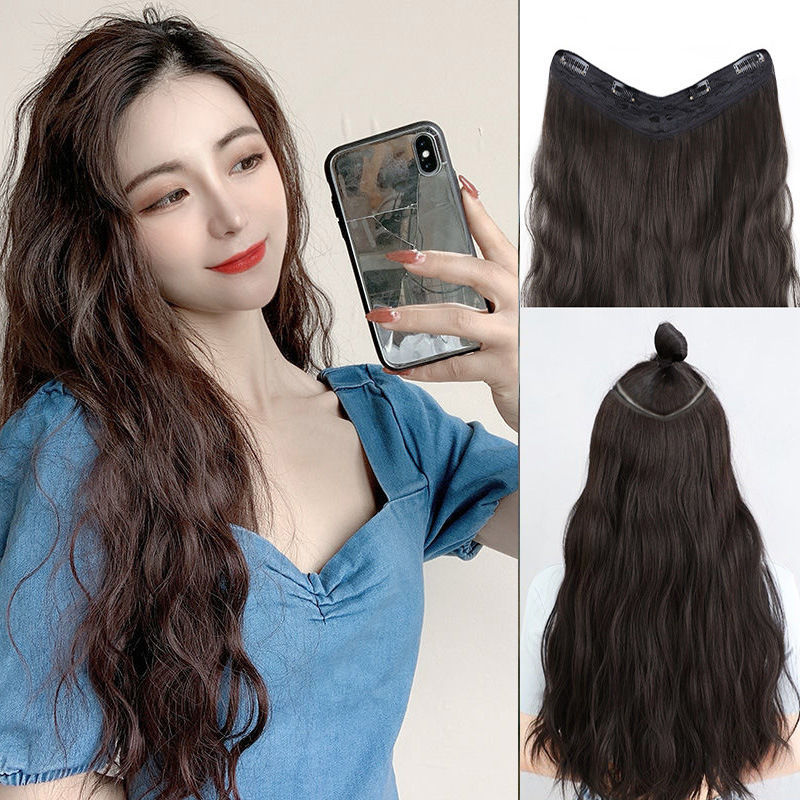 Wig for Women with Cornrows, Seamless Wool Curls, Artificial Hair, U-Shaped Wave Extensions, Large Hair Volume, High-Temperature Silk Material