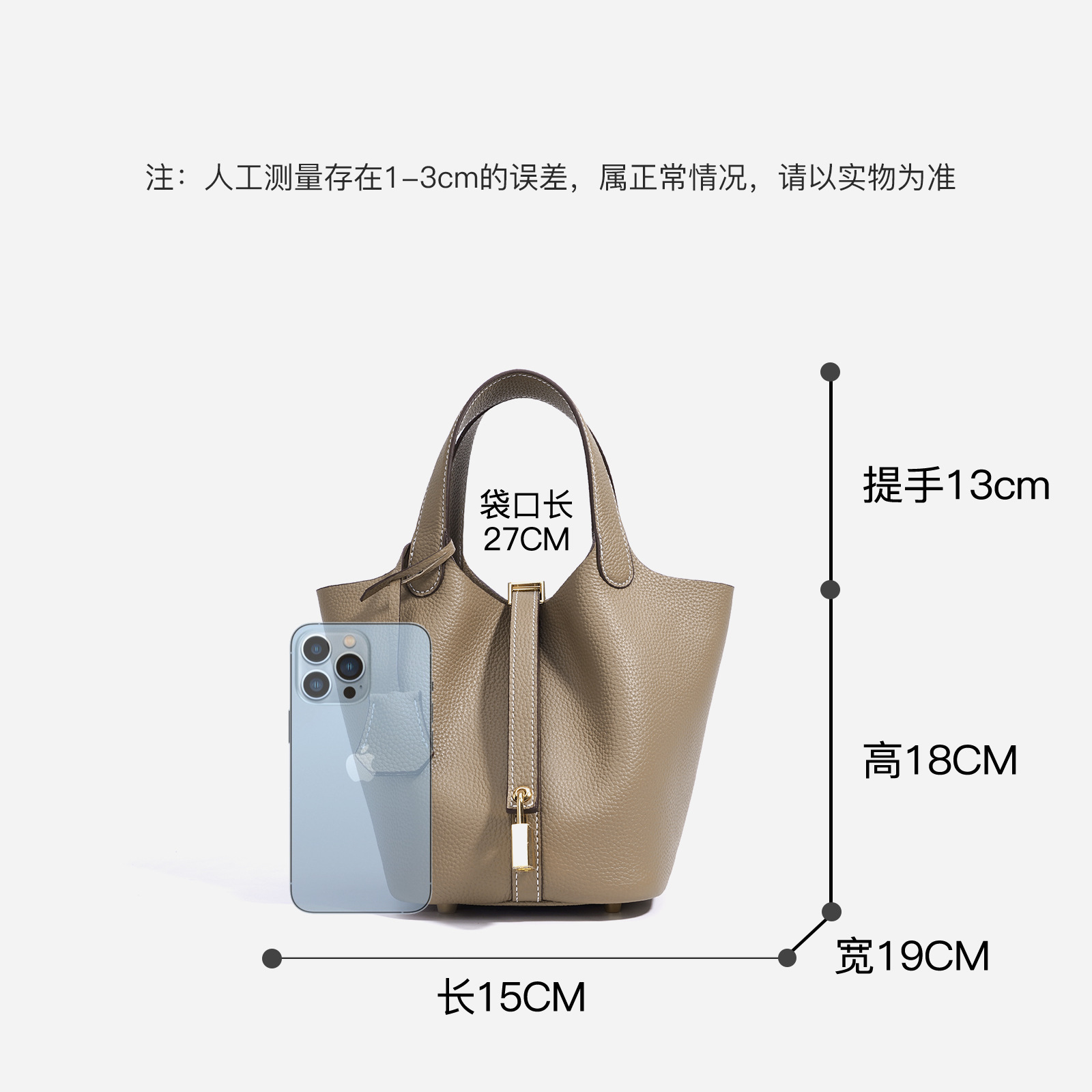 Top Grain Cowhide Basket Bag Genuine Leather Women's Designer Luxury Texture Large Capacity Handbag Bucket Bag - Thumbnail 4