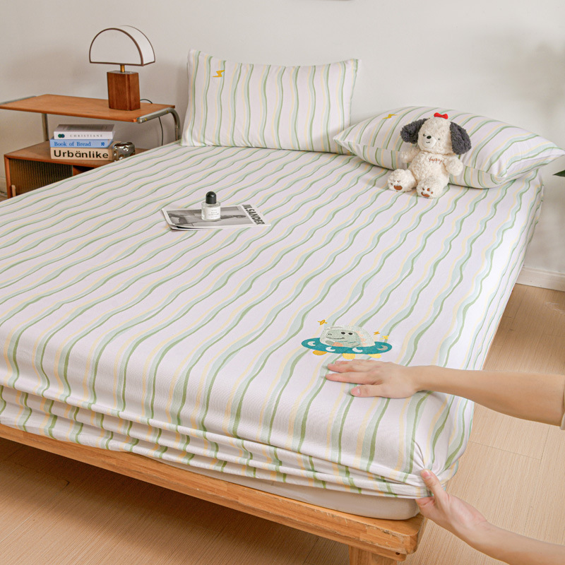 Colcha de cama de tela gruesa vieja de algodón, funda de cama de dibujos animados para niños de una sola pieza, funda protectora de colchón nueva, funda de cama individual con todo incluido