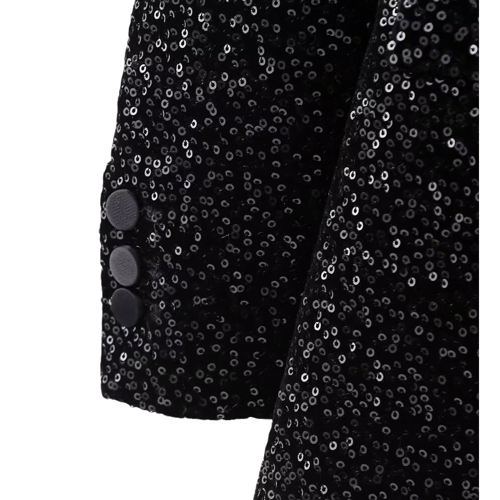 Women's clothing style new pearl embellished velvet temperament commuting suit jacket_voghion.com