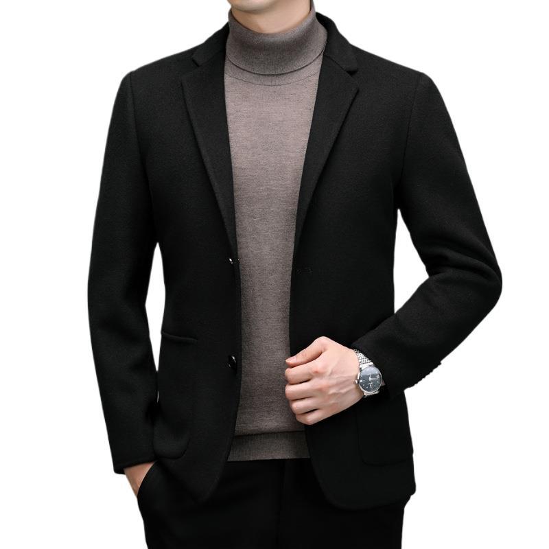 고급 브랜드 겨울 남성 울 정장 중년 다운 안감 울 캐시미어 비즈니스 따뜻한 정장 재킷