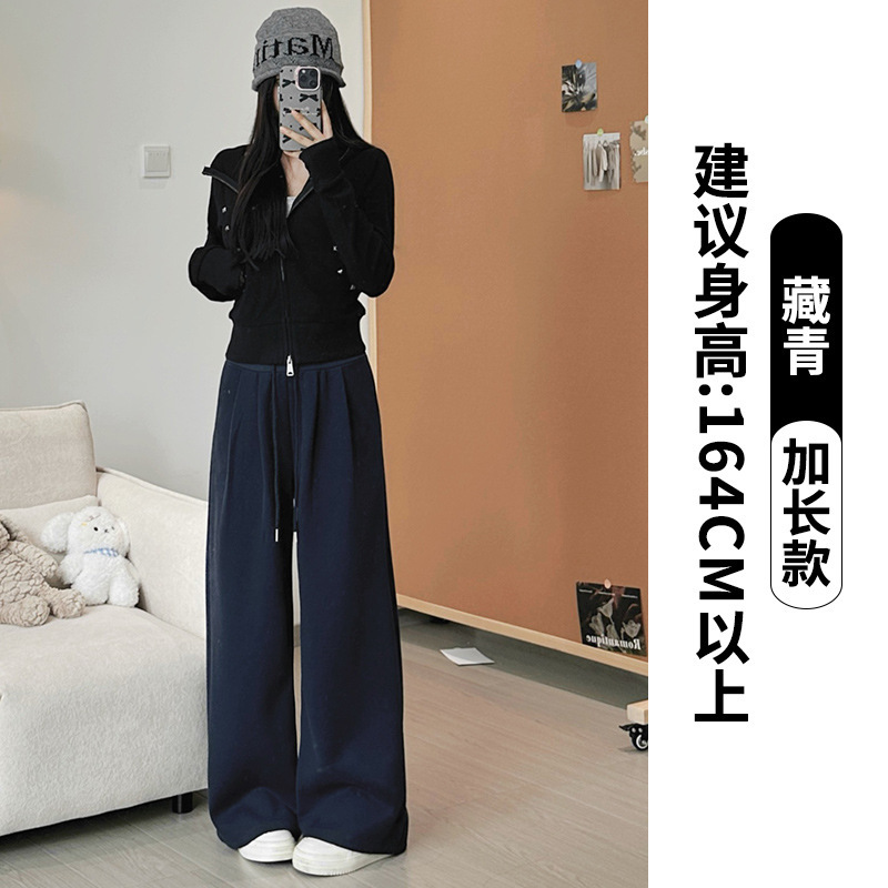 军绿色阔腿裤女夏季2025新款低腰宽松垂感卫裤休闲春秋显瘦运动裤|undefined