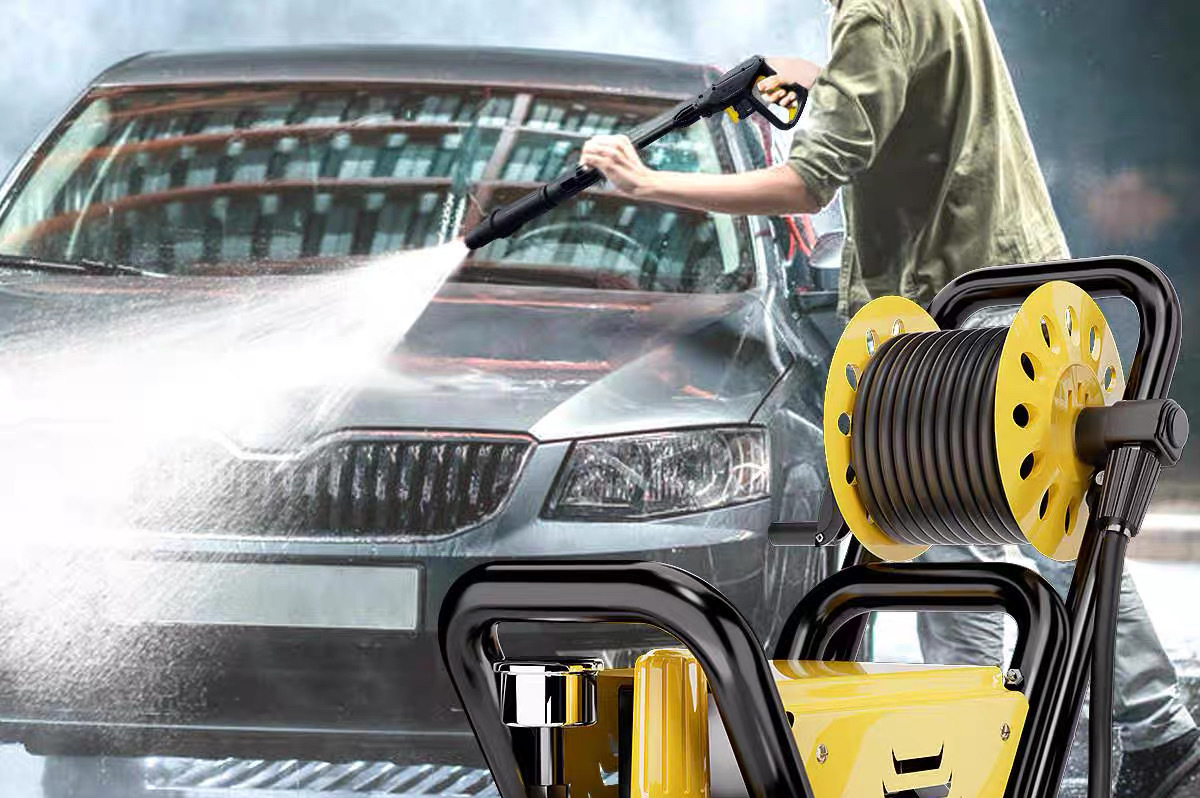 Small yellow car ultra-high pressure car washing machine 220V water gun high-power home commercial cleaning machine portable pressurized car washing