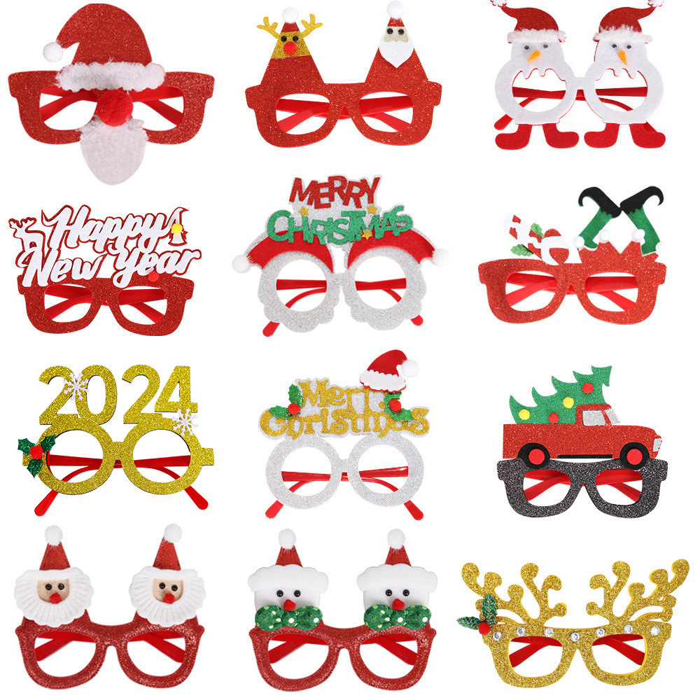 2024 Christmas glasses children's party decoration supplies Christmas decorations photo props elk glasses frame