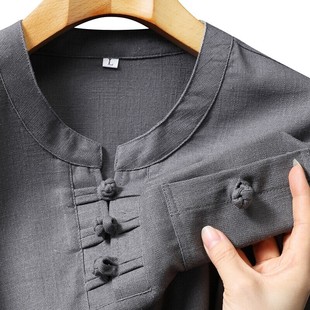 0724 Summer Middle-Aged Men's Linen Suit Loose Casual Dad Short-Sleeved Middle-Aged and Elderly Cotton and Linen Grandpa P85