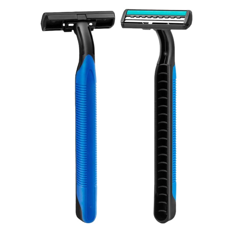 Hotel Supplies Disposable Razor Double-Layer Stainless Steel Men's Razor Supermarket Rubber Handle Manual Razor