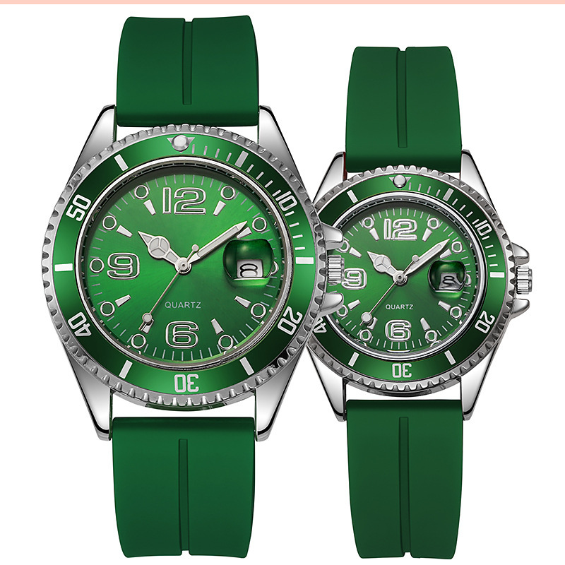 Pareja transfronteriza Moda Deportes Agua verde Fantasma Reloj de cuarzo Ocio Silicona Estudiante Reloj de cuarzo Vida impermeable