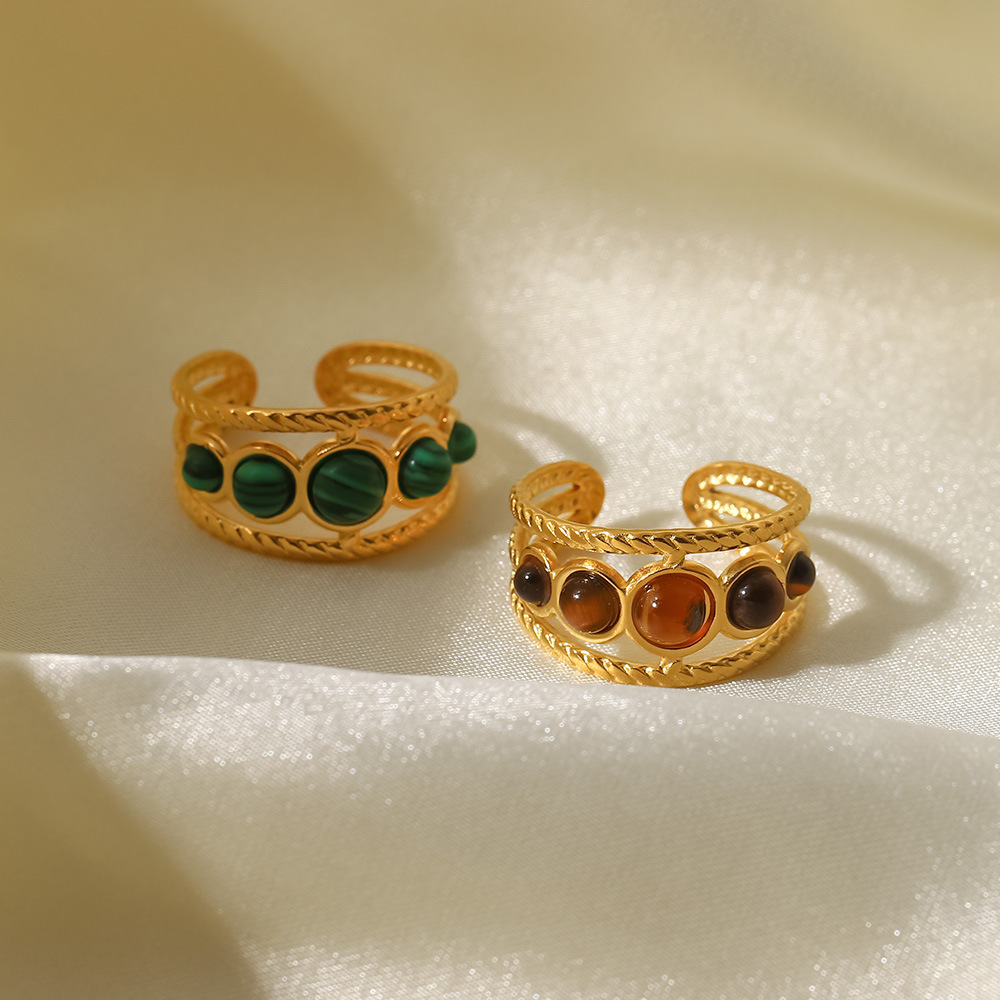 Fashion Geometric Stainless Steel Open Ring Gold Plated Zircon Stainless Steel Rings