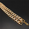 Chain, necklace hip-hop style, European style, 15mm, diamond encrusted
