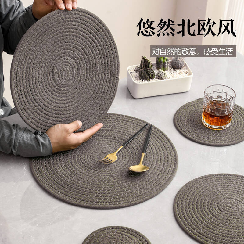 Mantel de Lino y Algodón Tejido, Aislante, Estilo Japonés, Antideslizante, para Platos, Tazones, Estilo Nórdico