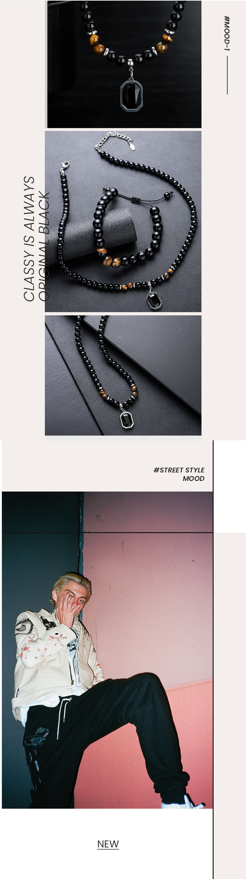 23g Weight Bracelets, Necklace Classification Beaded Chain Chain Type Retro Simple Style Geometric Tiger Eye Obsidian Plating Unisex Bracelets Necklace Men Necklace Sets