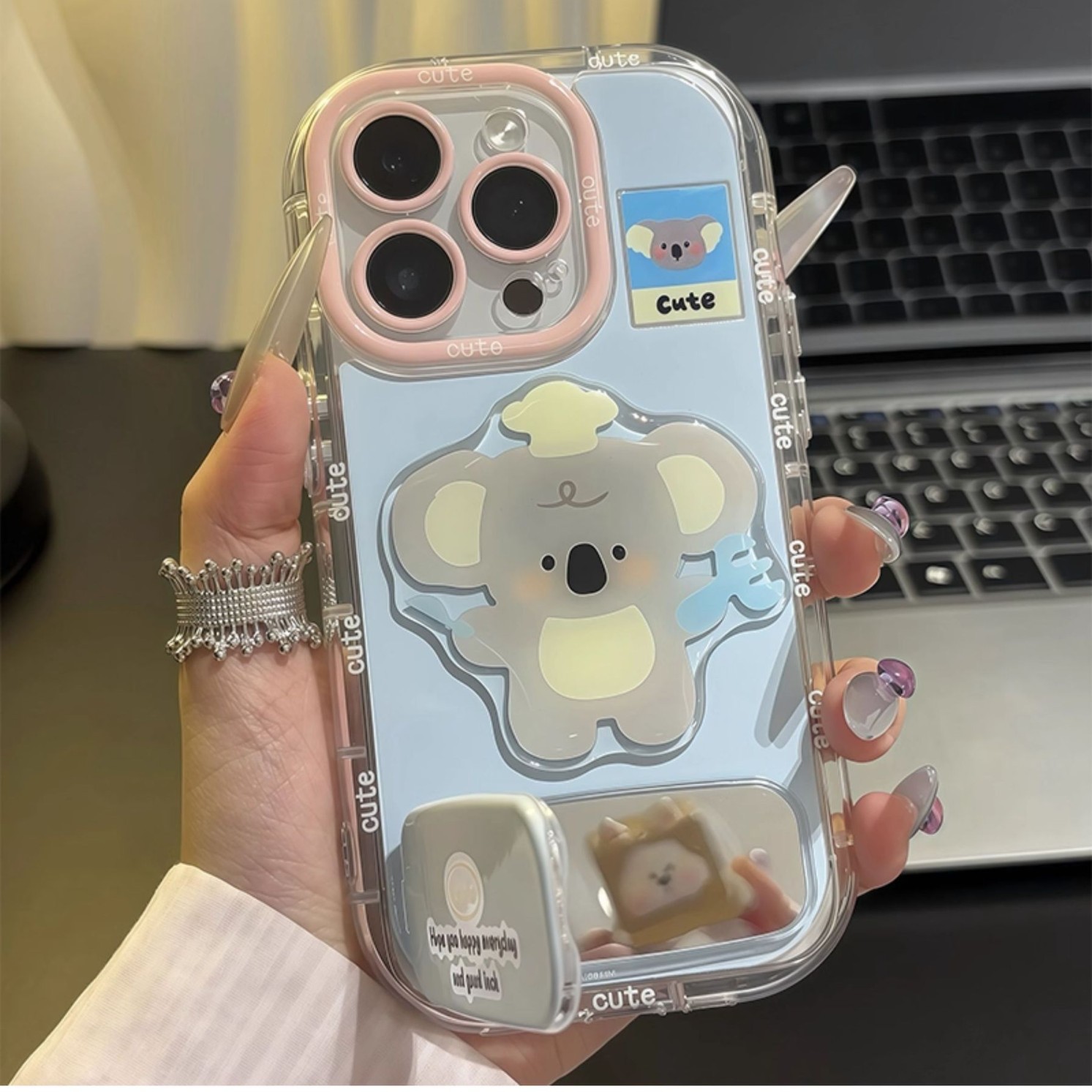 Cute koala para manzana 16 plumas hilo crema caso de teléfono iPhone 15 promox dibujos animados 14 / 13 pcs