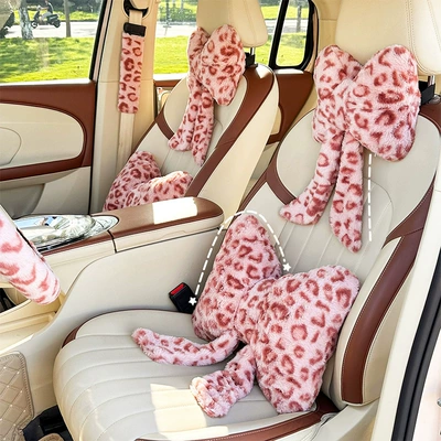 Qış Yeni Avtomobil Başlığı Boyun Yastığı Leopard Print Bel Dəstəyi