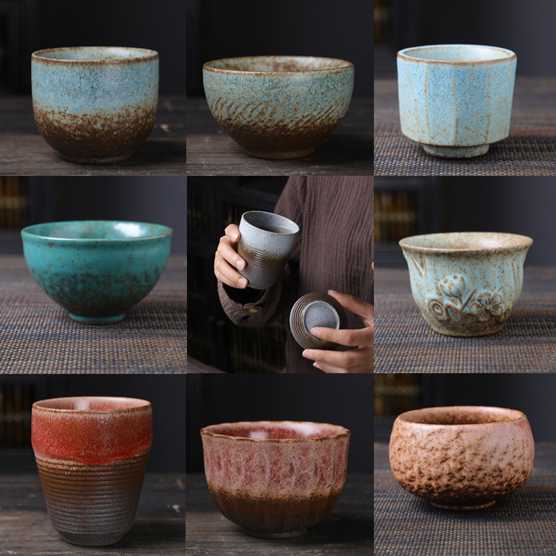 Ceramic retro Japanese tea cup for camping for home use