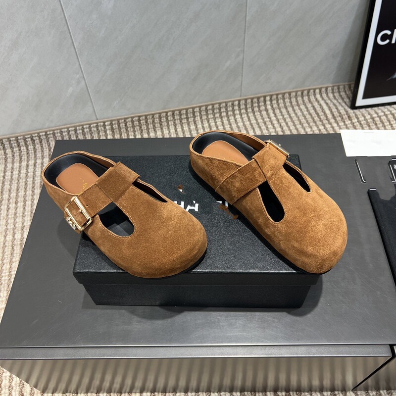 高定2025新款真皮勃肯鞋女平底单鞋一脚蹬懒人鞋休闲百搭乐福鞋|undefined