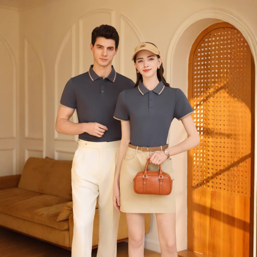 Polo de manga corta de poliéster de color liso con cuello tipo solapa, fragancia de lujo y tacto fresco, ideal para verano 2026, ¡gran oferta para dropshipping y transmisiones en vivo!