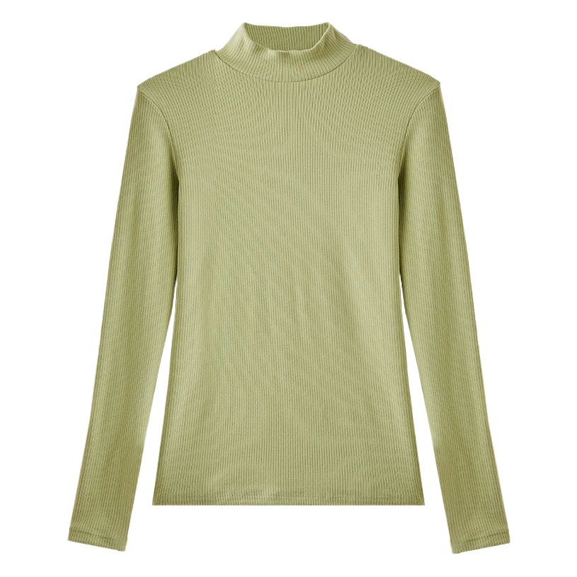 Модернизированная качественная бархатная осенне-зимняя Базовая рубашка с полувысоким воротником и резьбой, Женская облегающая Базовая рубашка с длинным рукавом внутри, топ со средним воротником