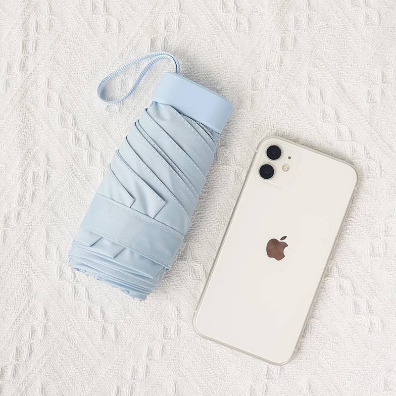 Luz natural de vinilo ligera con paraguas portátiles de protección solar UV lluvia cápsula de doble propósito con paraguas de seis plegadas