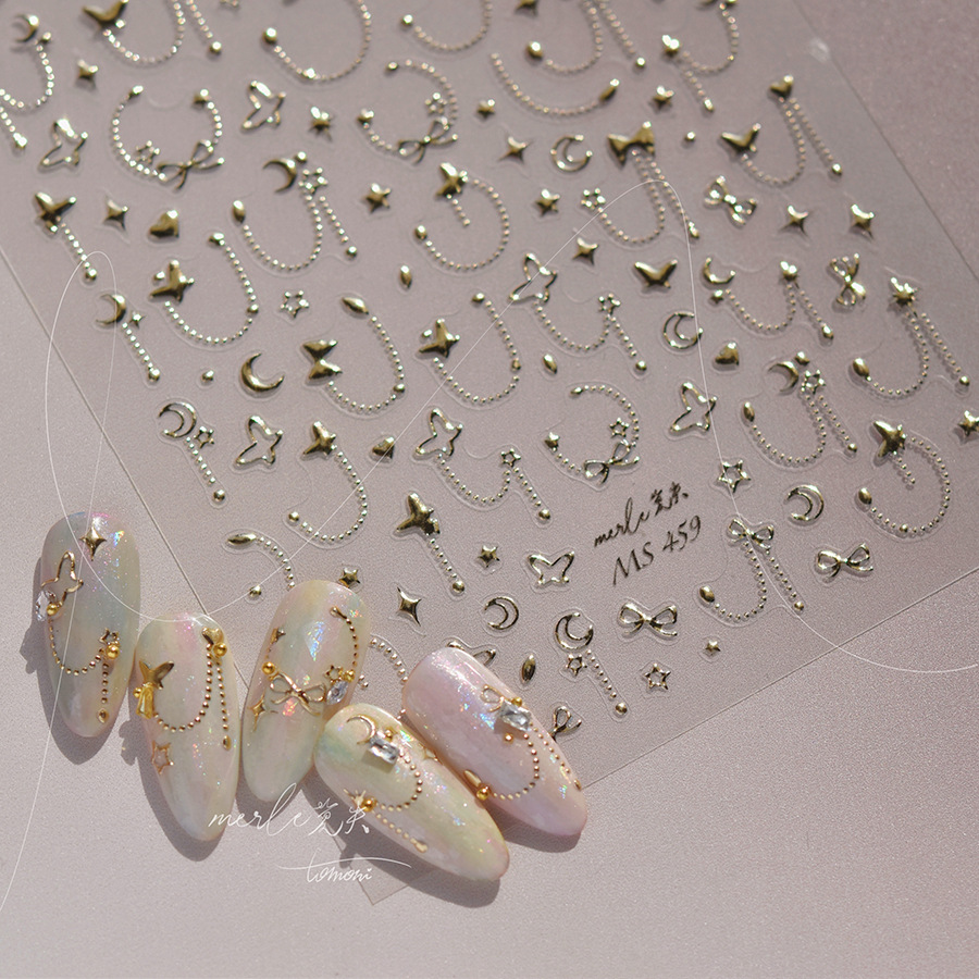 Tomoni dorado pegatinas de uñas sin pérdida de cooperación japonés retro pegatinas de uñas al por mayor mariposa MS459