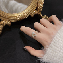 日系轻奢可调节开口戒指女网红时尚珍珠设计感指环个性百搭食指戒